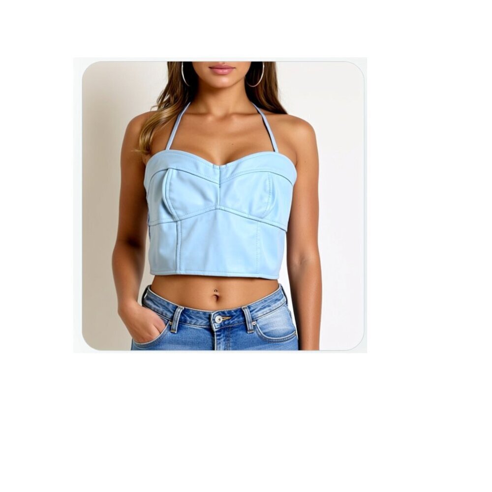Japna tan faux Leather Halter Vest size small. NWT! (G2)